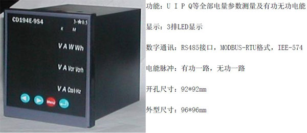 CD194E-9S4型號(hào)的多功能電力儀表